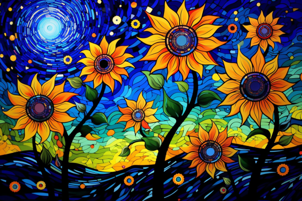 Starry Night Sunflowers  Diamond Painting Kits