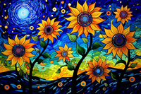 Thumbnail for Starry Night Sunflowers  Diamond Painting Kits