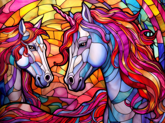 Pony Meets Unicorn Stained Glass