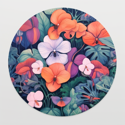 Pretty Tropical Flowers In A Circle
