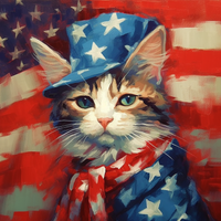 Thumbnail for Cute, Patriotic Cat In Red, White And Blue