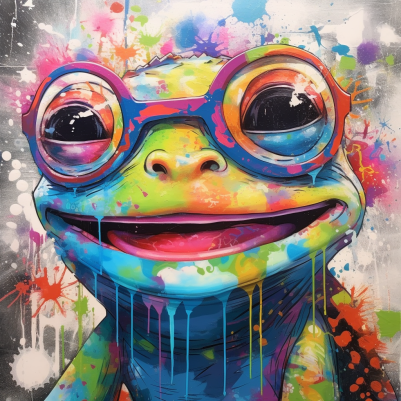 Happy Frog In Glasses Painting