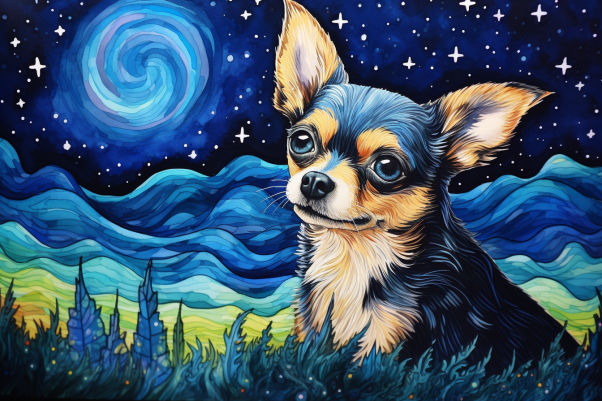 Sweet Starry Night Chihuahua  Diamond Painting Kits