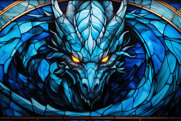 Blue Stained Glass Dragon