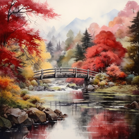 Thumbnail for Beautiful Fall Day And Bridge  Diamond Painting Kits