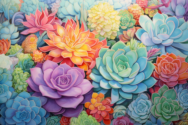 succulent garden painting Succulent Garden