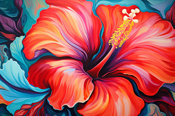 Vividly Red Hibiscus  Diamond Painting Kits