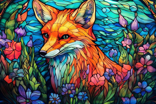 Foxy Fox On Stained Glass