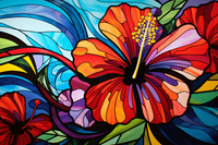 Thumbnail for Amazing Stained Glass Hibiscus  Diamond Painting Kits