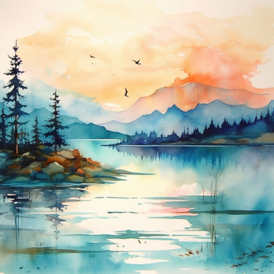 Watercolor Lake Diamond Painting Kits