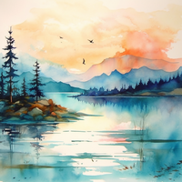 Thumbnail for Watercolor Lake Diamond Painting Kits