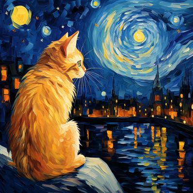 Orange Kitty On A Starry Night