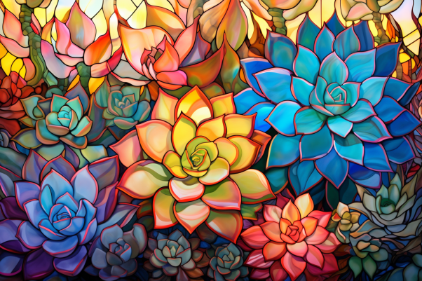 Succulents On Stained Glass