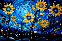 Thumbnail for Sunflowers Blue Starry Night