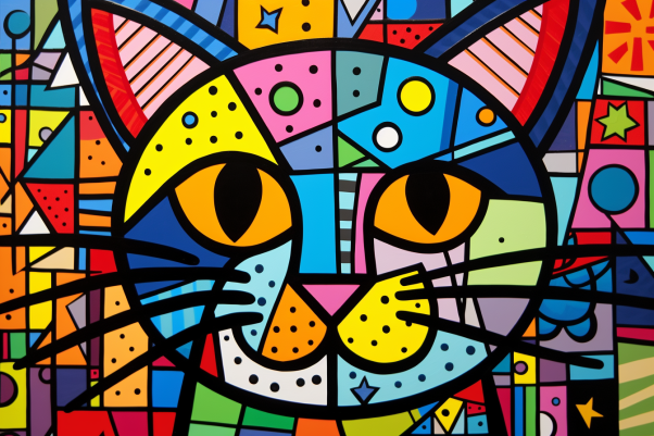Big Bold Colorful Kitty  Diamond Painting Kits