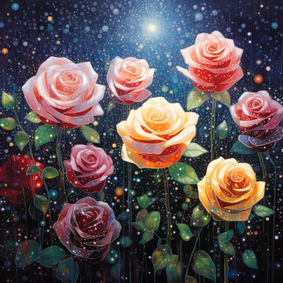 Roses In Starlight  Diamond Painting Kits