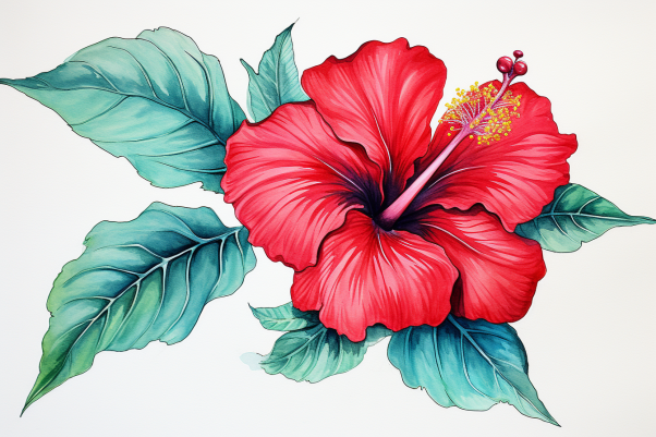 Large Red Watercolor Hibiscus  Diamond Painting Kits