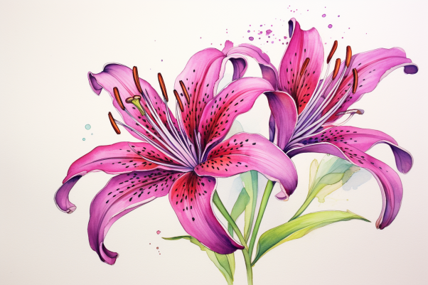 Purple Watercolor Lilies  Diamond Painting Kits