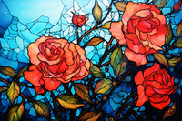 Thumbnail for Watercolor Stained Glass Roses  Diamond Painting Kits