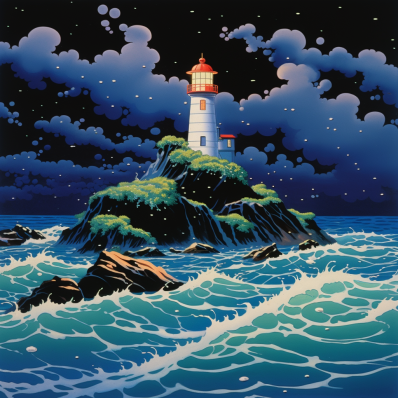 Lighthouse On A Beautiful Night