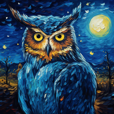 Owl  And Full Moon