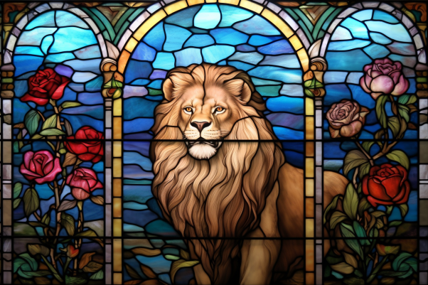 Graceful Stained Glass Lion  Diamond Painting Kits