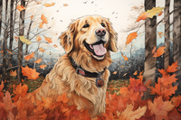 Thumbnail for Happy Golden Retriever On Fall Day