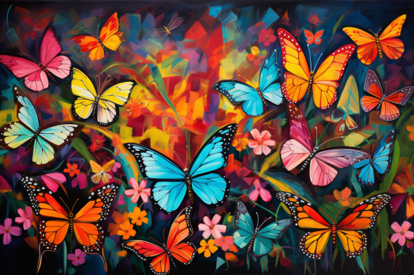 Colorful Butterflies In Spring Field  Diamond Painting Kits