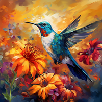 Thumbnail for Hummingbird And Golden Flowers