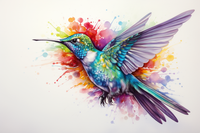 Thumbnail for Rainbow Watercolors Hummingbird  Diamond Painting Kits