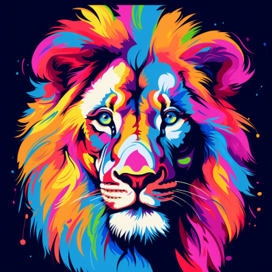 Colorful Neon Lion