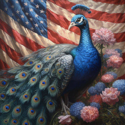 American Flag And Patriotic Peacock