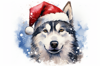 Thumbnail for Christmas Siberian Husky In Santa Hat