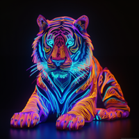 Thumbnail for Electric, Neon Tiger With Blue Eyes