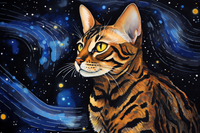 Thumbnail for Bengal Kitty Cat Starry Night  Diamond Painting Kits