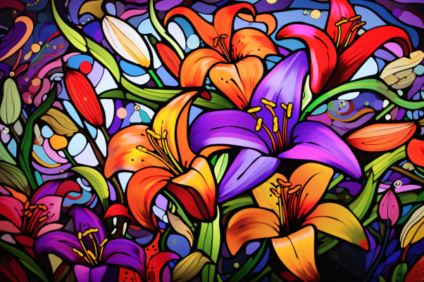 Vibrant Playful Lilies  Diamond Painting Kits