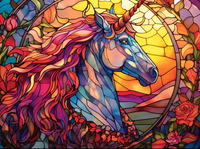 Thumbnail for Stained Glass With Roses And Unicorn