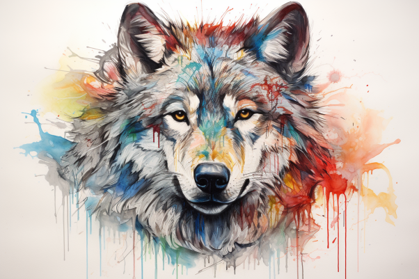 Smiling Watercolor Wolf