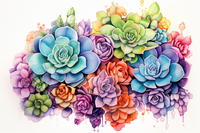 Thumbnail for Watercolor Colorful Succulents  Diamond Painting Kits