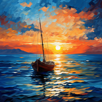 Boat On The Sea At Sunset