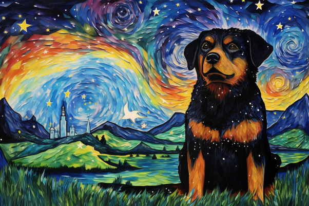 Starry Night Rottweiler  Diamond Painting Kits