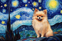 Thumbnail for Watercolor Starry Night Pomeranian   Diamond Painting Kits