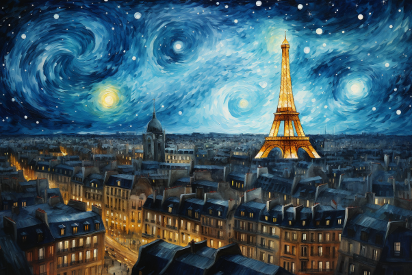 Glorious Eiffel Tower On Starry Night