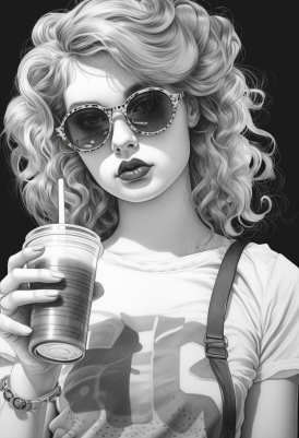80s Style Girl In Black And White