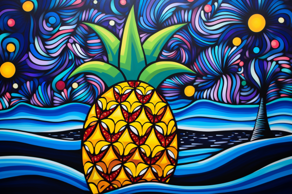 Fun Starry Night Pineapple  Diamond Painting Kits