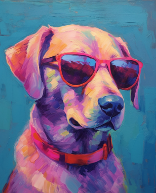 Cool Pup In Sunglasses, Blue Background