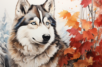 Thumbnail for Beautiful Siberian Husky In Leaves