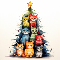 Thumbnail for Multi Color Kitty Cat Christmas Tree