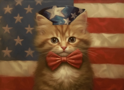 Fluffy American Kitty With Big Red Bow