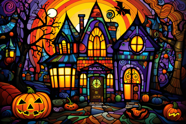 Fun Abstract Halloween Haunted House